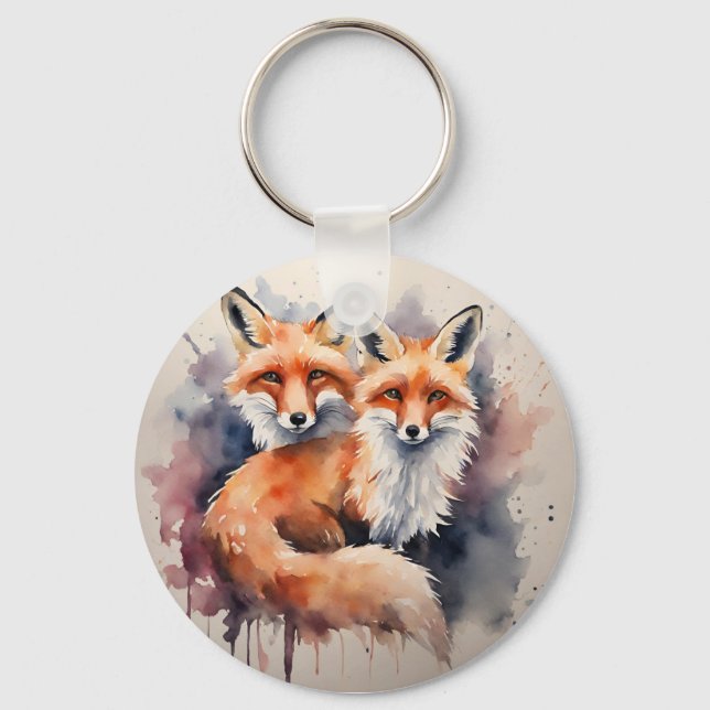 Llavero Watercolor Fox (Anverso)
