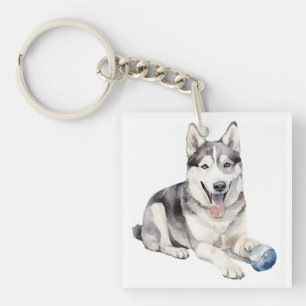 Llavero Watercolor Husky Dog