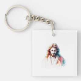 Llavero Watercolor Jesus Christ Portrait – Serene & Spirit