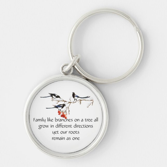 Llavero Watercolor Magpie Family Quote Animal Nature   Key (Frente)