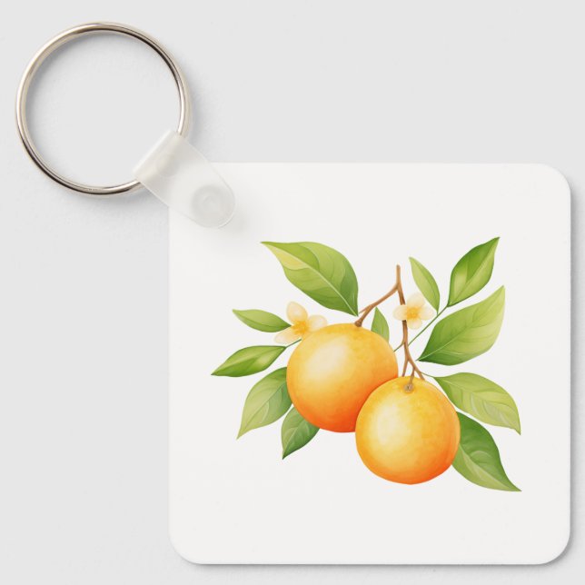 Llavero Watercolor Orange Flower (Anverso)