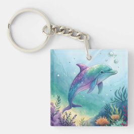 Llavero Watercolor painted dolphin