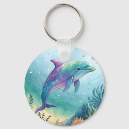 Llavero Watercolor painted dolphin