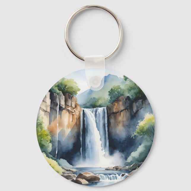Llavero Watercolor painted waterfall (Anverso)