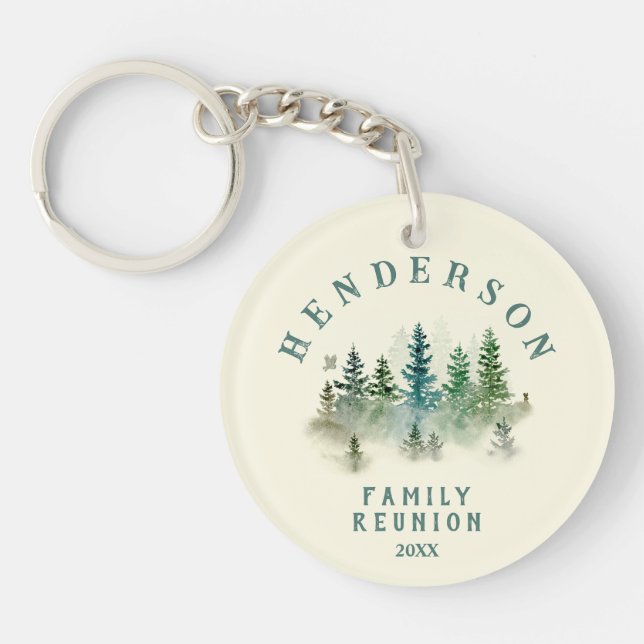 Llavero Watercolor PineTrees Family Reunion Button (Frente)