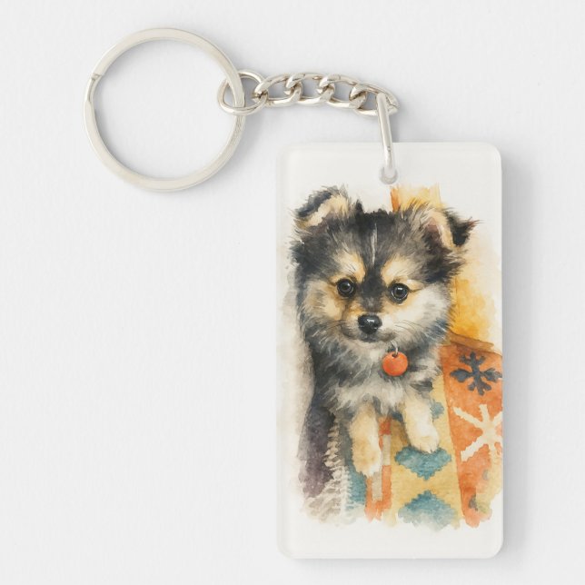 Llavero Watercolor Pomchi Puppy  (Frente)