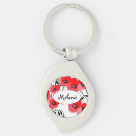 Llavero Watercolor poppy flowers botanical