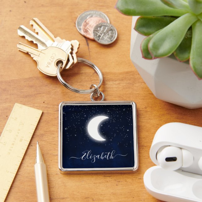 Llavero Watercolor Sky Celestial Moon Stars (Escritorio )