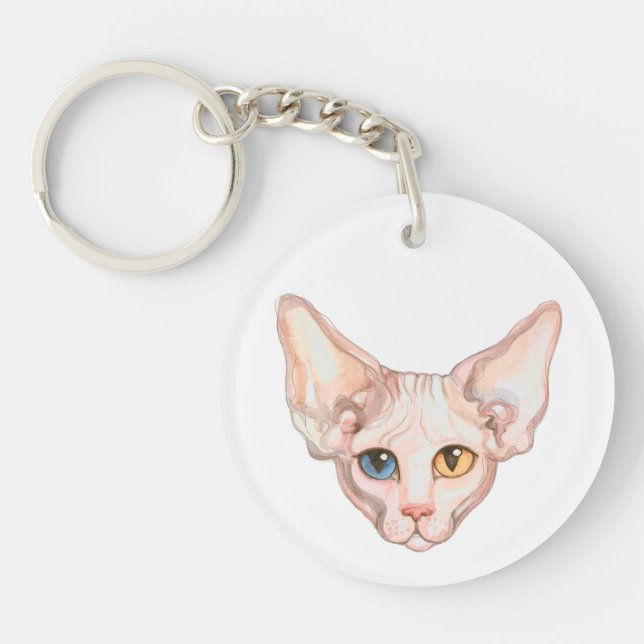 Llavero Watercolor Sphynx cat (Frente)