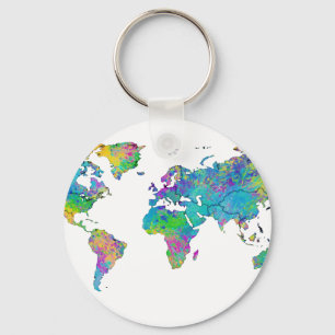 Llavero Watercolor Splashes World Map