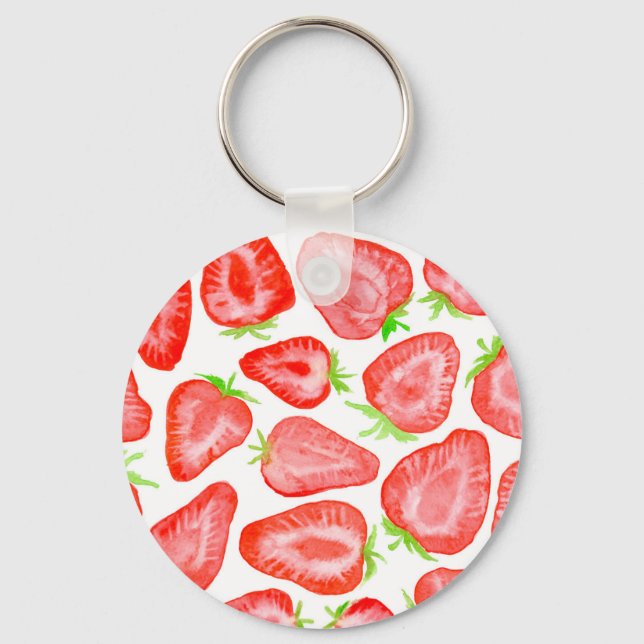 Llavero Watercolor strawberry slices pattern (Anverso)