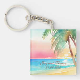 Llavero Watercolor Tropical Beach Wedding