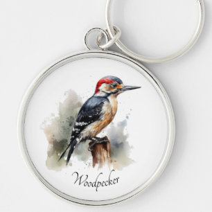 Llavero Watercolor Woodpecker Woodland, personalizado