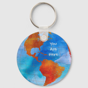 Llavero Watercolor World You Are Here