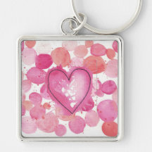 Watercolour Heart Keyring