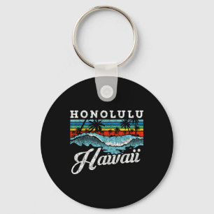 Llavero Waves Beach Honolulu Hawaii Summer Surfing Retro