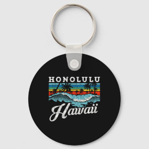 Llavero Waves Beach Honolulu Hawaii Summer Surfing Retro