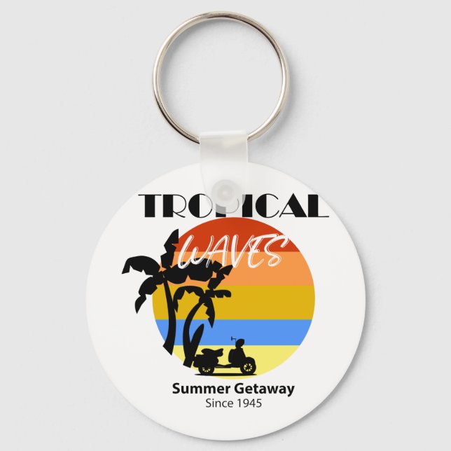 Llavero Waves Tropicales Verano Playa Getaway Keychain (Anverso)