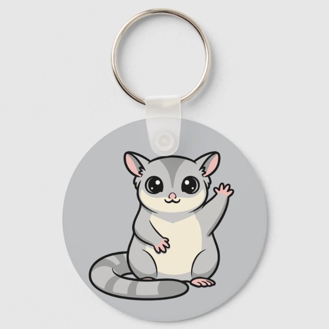 Llavero Waving Sugar Glider Cartoon Art (Anverso)