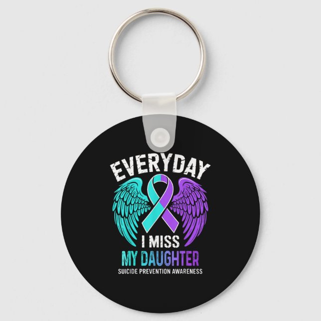 Llavero Wear Teal &amp; Purple I Miss My Daughter Suicide  (Anverso)