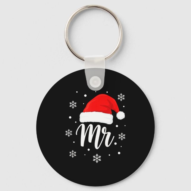 Llavero Wedding Mr. Santa Hat, Mr. Christmas Snowflakes Fo (Anverso)