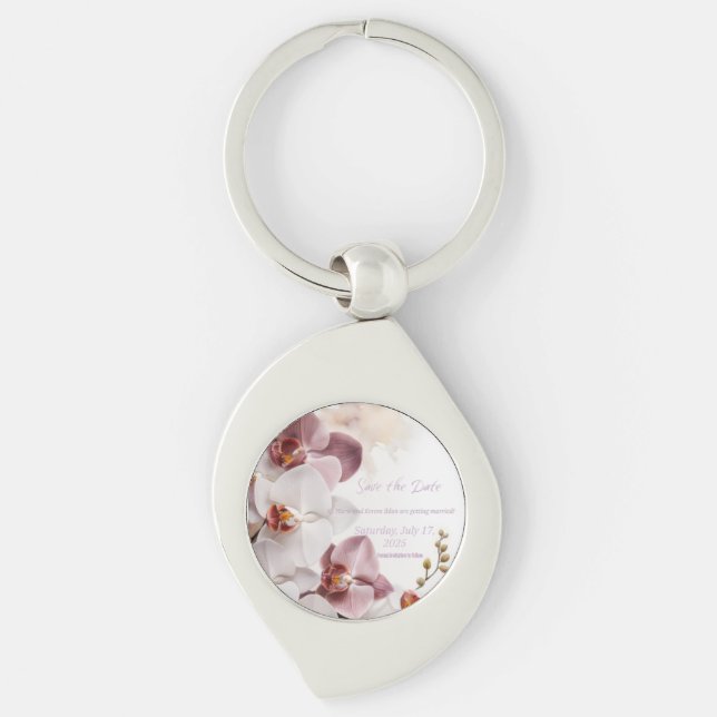 Llavero Wedding Save the Date Metalizado Keychain (Anverso)