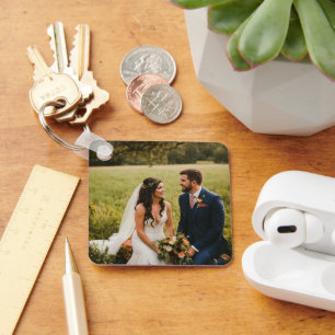 Llavero WeddingCouple Metalizado Square Keychain, 2,25" x 