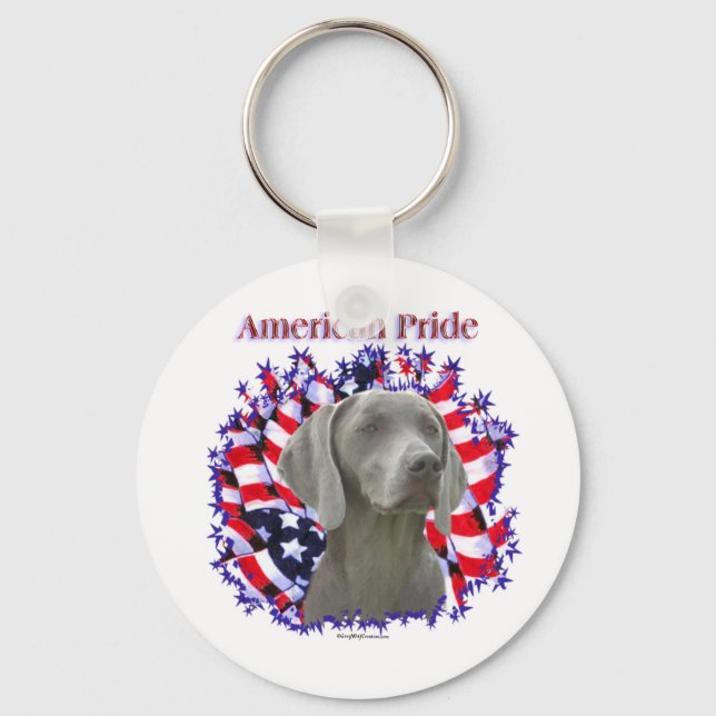 Llavero Weimaraner American Pride Keychain (Anverso)