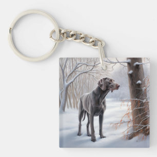 Llavero Weimaraner Deja Que Nieva A Navidades