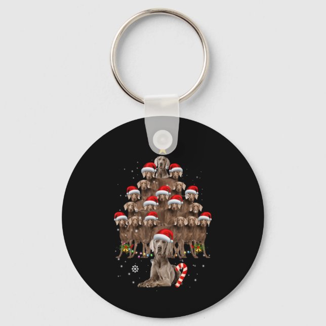 Llavero Weimaraner Dog Christmas Tree Lights Santa Hat Xma (Anverso)