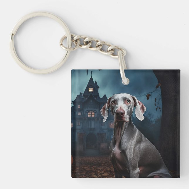 Llavero Weimaraner Halloween Scary (Frente)