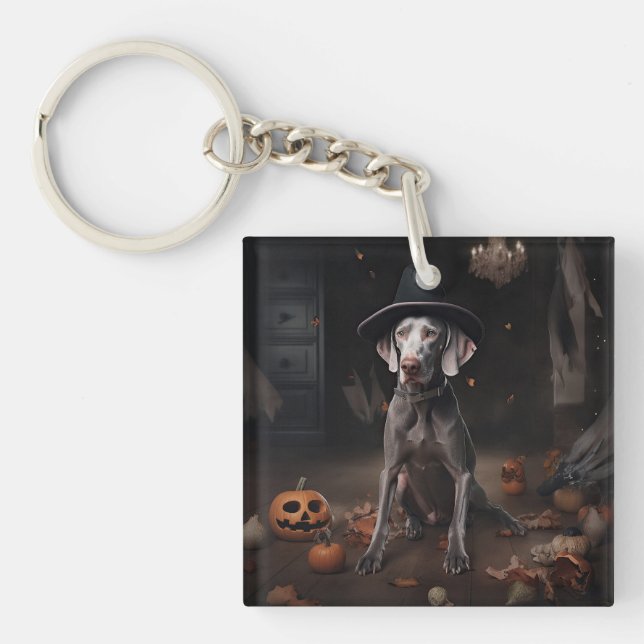 Llavero Weimaraner Pumpkins Halloween Scary (Frente)