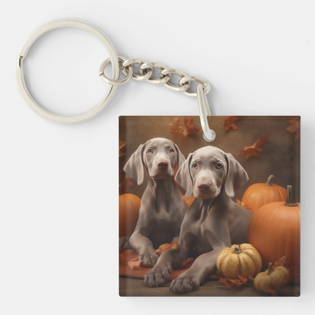 Llavero Weimaraner Puppy Autumn Delight Pumpkin (Frente)