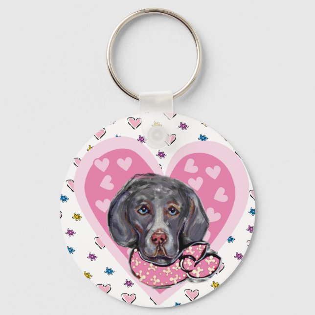 Llavero Weimaraner Valentine (Anverso)