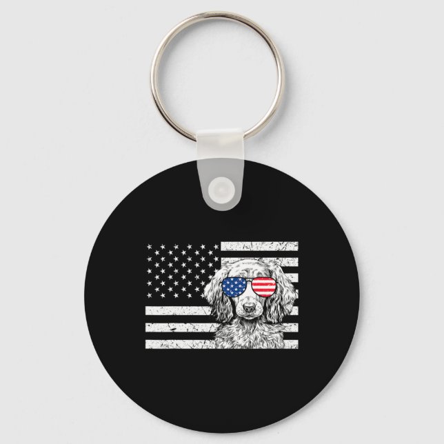 Llavero Weiner Dog 4 De Julio Patriótico Bandera Estadouni (Anverso)