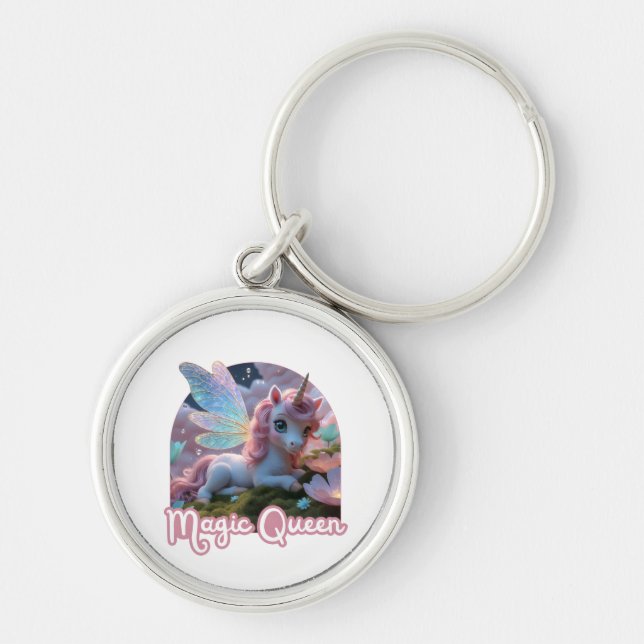 Llavero Weißes Einhorn mit Flügeln - Magic Queen (Frente)