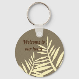 Llavero Welcome Elegant Leaf Silhouette House Guest