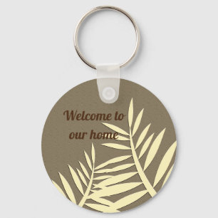 Llavero Welcome Elegant Leaf Silhouette House Guest