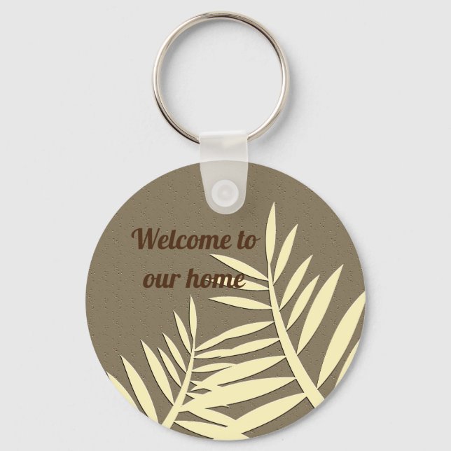 Llavero Welcome Elegant Leaf Silhouette House Guest (Anverso)