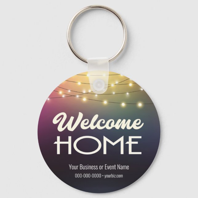 Llavero Welcome Home String Lights Business Promo Keychain (Anverso)