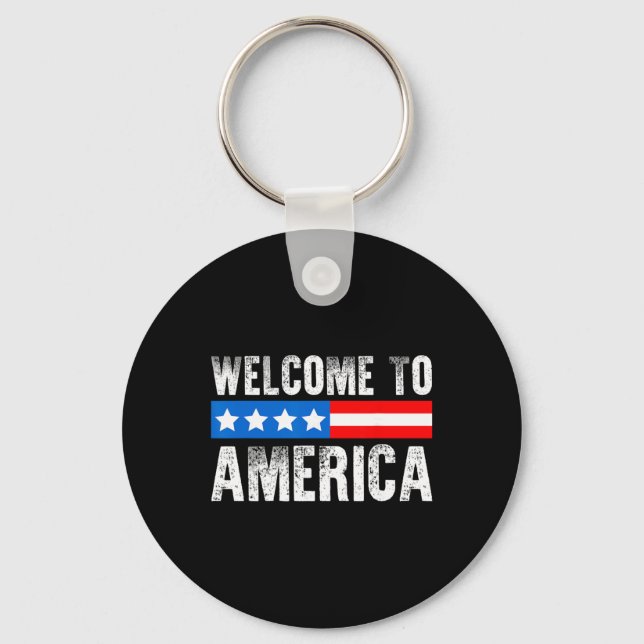 Llavero Welcome To America Patriotic Usa Flag New American (Anverso)