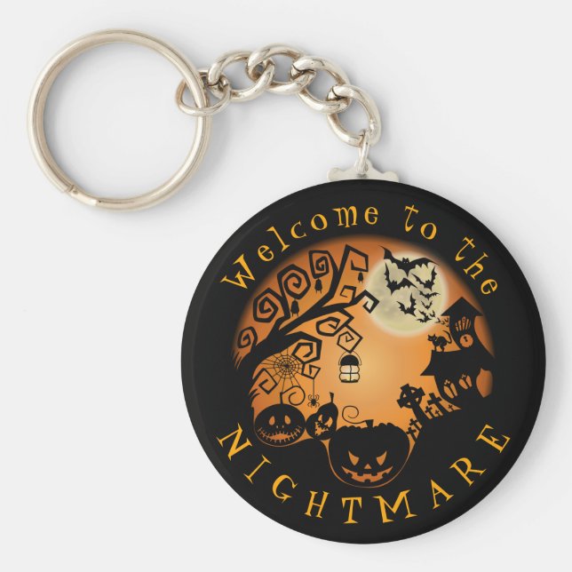 Llavero Welcome to the Nightmare Halloween Pumpkin Custom (Frente)