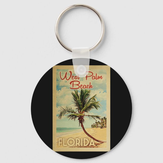 Llavero West Palm Beach Palm Tree Vintage Travel (Anverso)