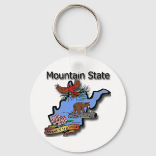 Llavero West Virginia Mountain State Cardinal Bear Rhodode