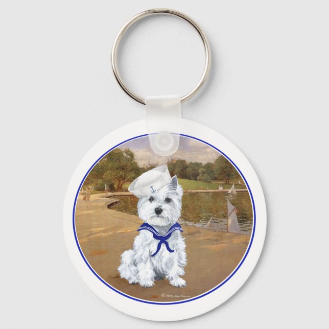 Llavero Westie con veleros (Anverso)