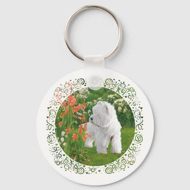 Llavero Westie en el Jardín (Anverso)