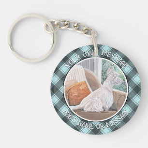 Llavero Westie Mirando hacia fuera una ventana