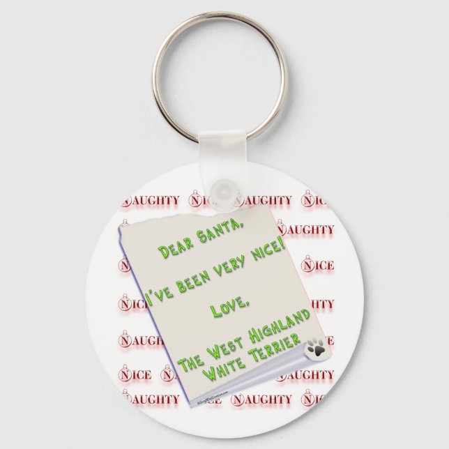 Llavero Westie Naughty o Nice Keychain (Anverso)