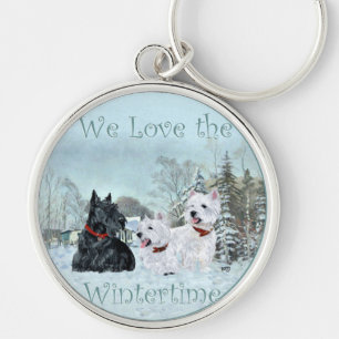 Llavero Westies y Scottie en invierno