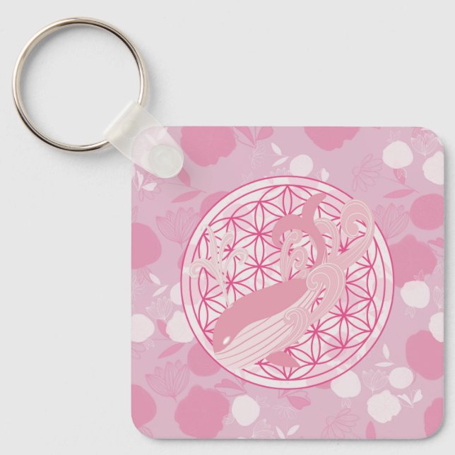 Llavero whale,animal totem,zen,chakra,flower of life (Anverso)